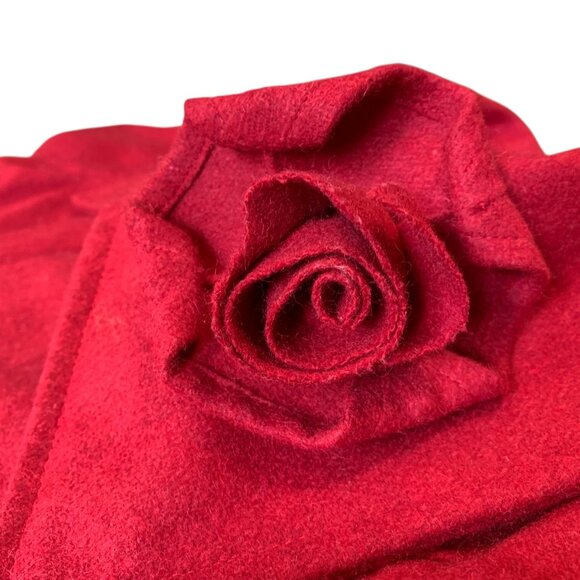 Dimri Red Wool Cropped Cape with Rose Womens Size Medium - Picture 6 of 7